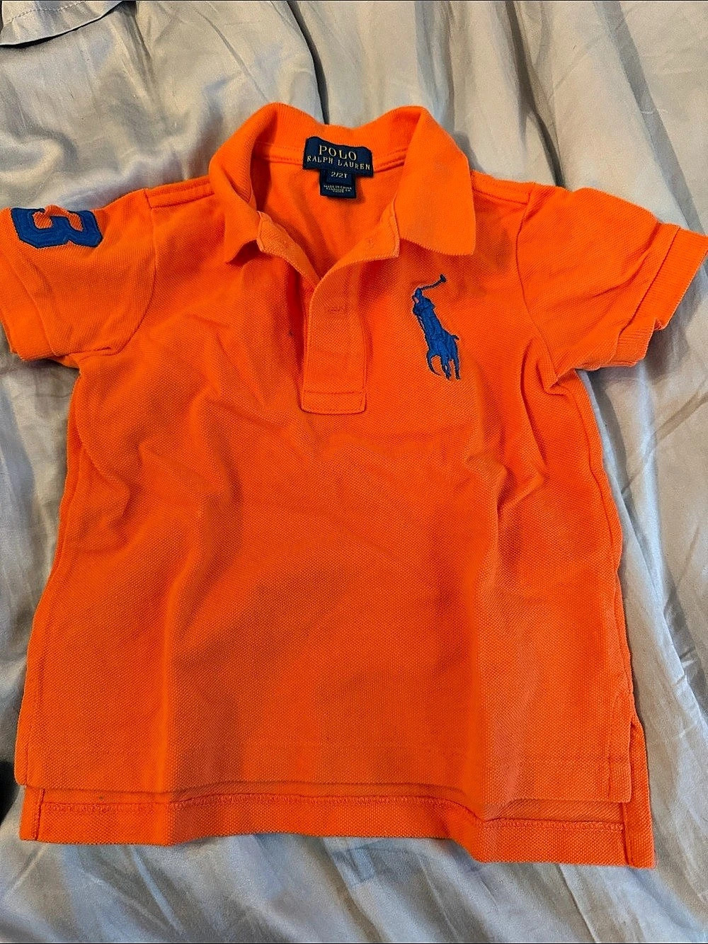 Polo Ralph Lauren Big Pony Cotton Mesh Polo Shirt Boys 2TOrange & Blue